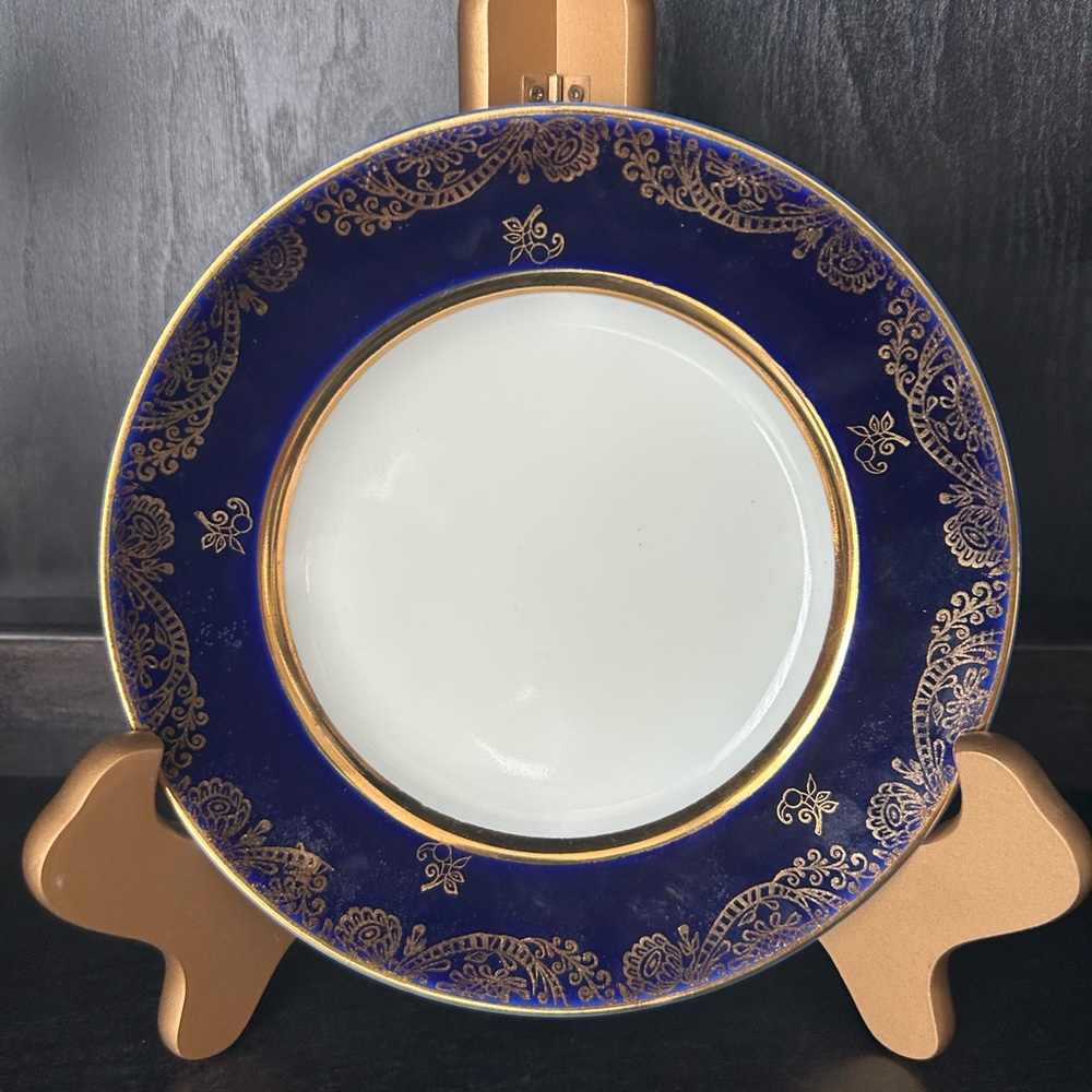 Lomonsov Plate Made USSR Cobalt Blue And Gold Elegant